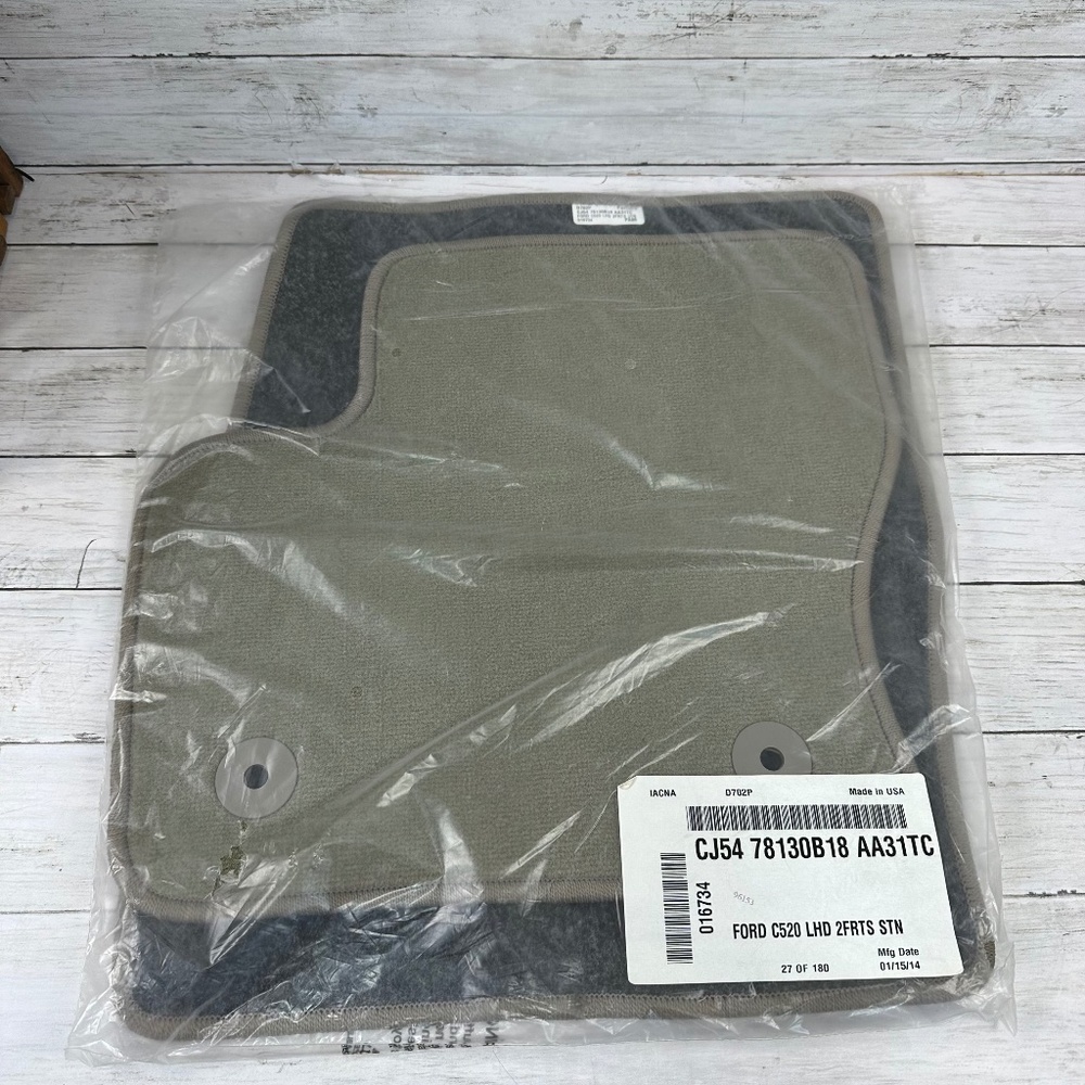 Ford C520 Stone Tan 2 Piece Front Floor Mat Set CJ54 78130B18‎ AA31TC NOS